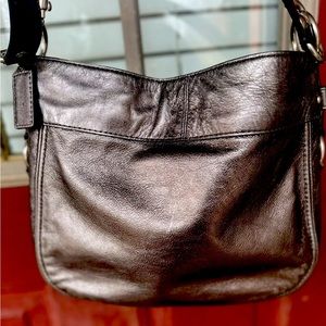 Coach Zoe Hobo Bag in Metallic Pewter/Graphite/Gunmetal Leather F14707